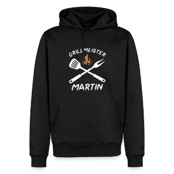 Grillmeister Martin - Männer Premium Bio Hoodie - Schwarz - Vorne - Nico (187cm)
