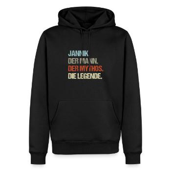 Jannik der Mann der Mythos die Legende - Männer Premium Bio Hoodie - Schwarz - Vorne - Nico (187cm)