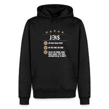 Jens Habe immer Recht Namenstag - Männer Premium Bio Hoodie - Schwarz - Vorne - Nico (187cm)