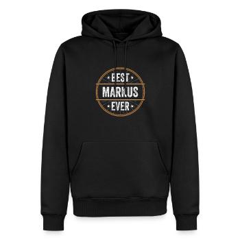 Meilleur cadeau de prénom Markus - Sweat à capuche Premium bio Homme - noir - Devant - Nico (187cm)