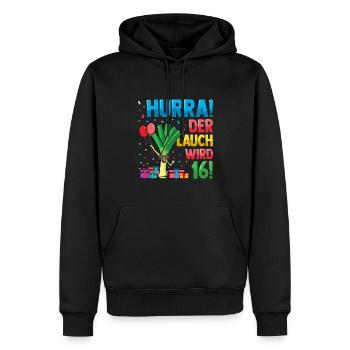 Hurra der Lauch wird 16 - Männer Premium Bio Hoodie - Schwarz - Vorne - Nico (187cm)