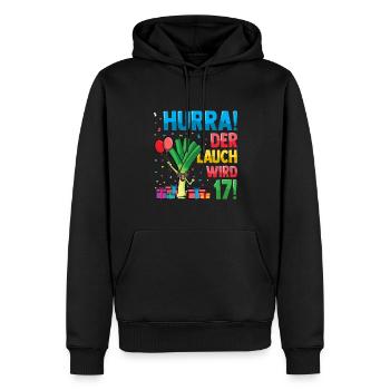 Hurra der Lauch wird 17 - Männer Premium Bio Hoodie - Schwarz - Vorne - Nico (187cm)