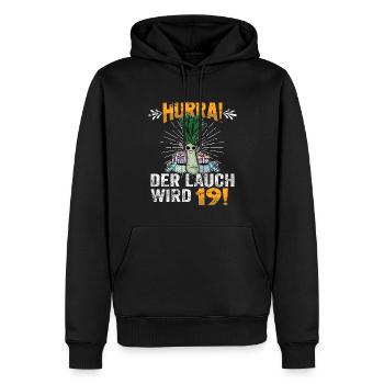 Hurra der Lauch wird 19 - Männer Premium Bio Hoodie - Schwarz - Vorne - Nico (187cm)