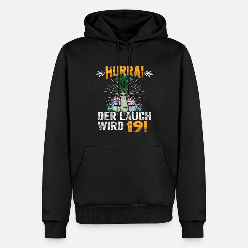 Hurra der Lauch wird 19 - Männer Premium Bio Hoodie - Schwarz
