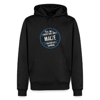 Ich bin dieser legendärer Malte Name - Männer Premium Bio Hoodie - Schwarz - Vorne - Nico (187cm)