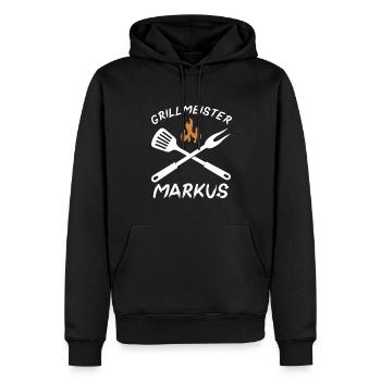 Grillmeister Markus - Männer Premium Bio Hoodie - Schwarz - Vorne - Nico (187cm)