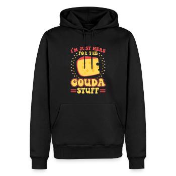 Je ne suis là que pour les trucs de Gouda - Sweat à capuche Premium bio Homme - noir - Devant - Nico (187cm)