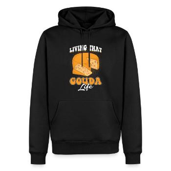 Das Gouda-leben Leben - Männer Premium Bio Hoodie - Schwarz - Vorne - Nico (187cm)