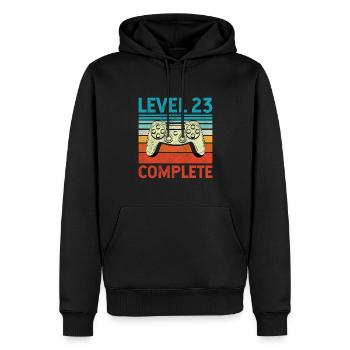 Level 23 Complete - Männer Premium Bio Hoodie - Schwarz - Vorne - Nico (187cm)