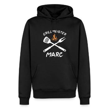 Grillmeister Marc - Männer Premium Bio Hoodie - Schwarz - Vorne - Nico (187cm)