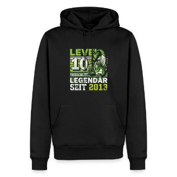 Level 10 freigeschaltet legendär seit 2013 - Männer Premium Bio Hoodie - Schwarz - Vorne - Nico (187cm)