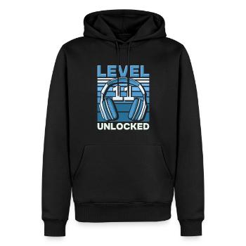 Niveau 11 Jeu d’anniversaire de jeu débloqué - Sweat à capuche Premium bio Homme - noir - Devant - Nico (187cm)