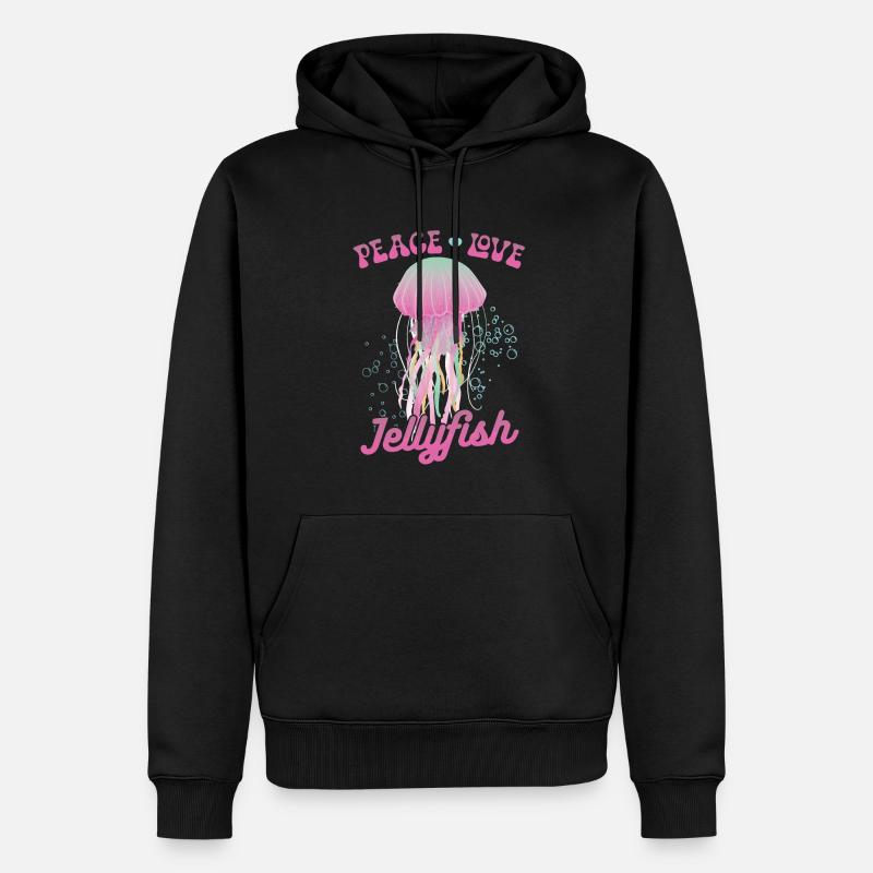 Paix - Amour - Méduses - Sweat à capuche Premium bio Homme - noir