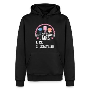 Je m’aime moi-même et les méduses - Sweat à capuche Premium bio Homme - noir - Devant - Nico (187cm)