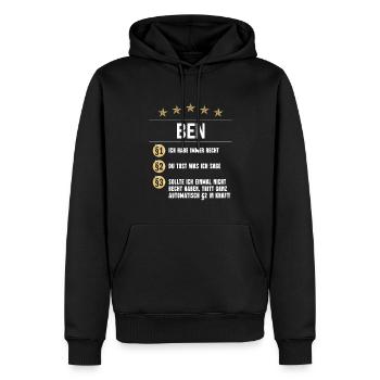 Ben Habe immer Recht Namenstag - Männer Premium Bio Hoodie - Schwarz - Vorne - Nico (187cm)