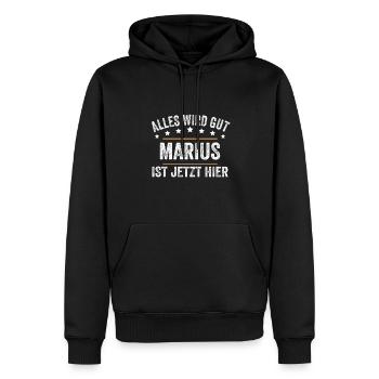 Marius Vorname Name Geburtstag - Männer Premium Bio Hoodie - Schwarz - Vorne - Nico (187cm)