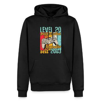 Level 20 freigeschaltet legendär seit 2003 - Männer Premium Bio Hoodie - Schwarz - Vorne - Nico (187cm)