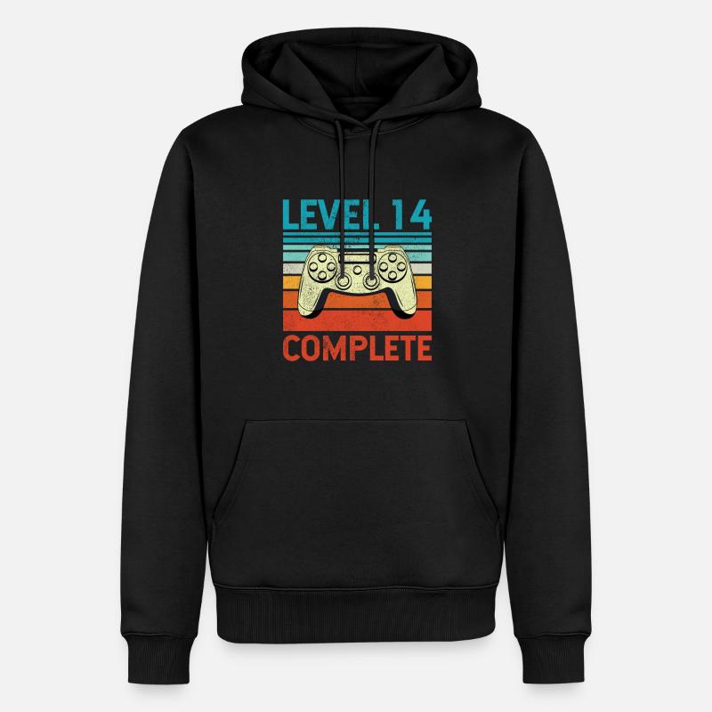 Level 14 Complete - Männer Premium Bio Hoodie - Schwarz