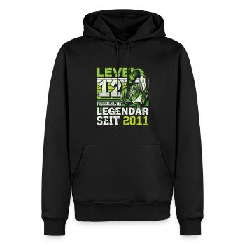 Level 12 freigeschaltet legendär seit 2011 - Männer Premium Bio Hoodie - Schwarz - Vorne - Nico (187cm)