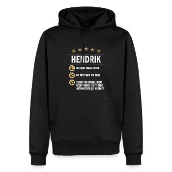 Hendrik Habe immer Recht Namenstag - Männer Premium Bio Hoodie - Schwarz - Vorne - Nico (187cm)