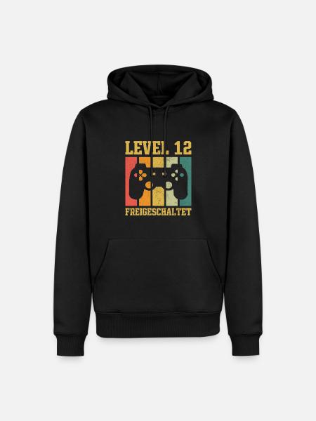 Level 12 freigeschaltet - Männer Premium Bio Hoodie - Schwarz