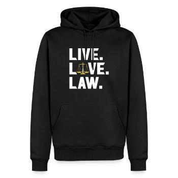 Leben - Liebe - Recht - Jurastudent - Männer Premium Bio Hoodie - Schwarz - Vorne - Nico (187cm)