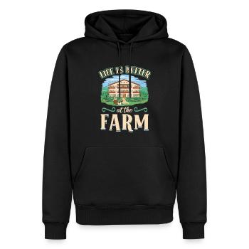 Life is better on the farm - Men’s Premium Organic Hoodie - black - Front - Nico (187cm)