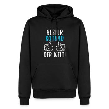 Konrad Vorname Name Geburtstag - Männer Premium Bio Hoodie - Schwarz - Vorne - Nico (187cm)