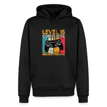 Niveau 15 Anniversaire de jeu complet - Sweat à capuche Premium bio Homme - noir - Devant - Nico (187cm)