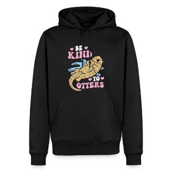 Soyez gentil avec les loutres - Loutre - Sweat à capuche Premium bio Homme - noir - Devant - Nico (187cm)