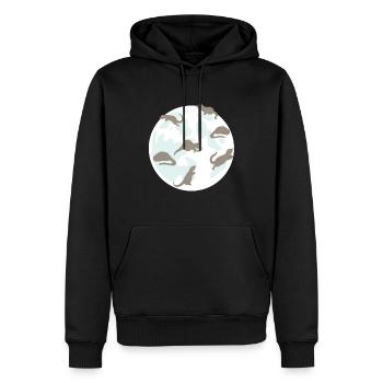 Otter Auf Dem Mond - Otterraum - Männer Premium Bio Hoodie - Schwarz - Vorne - Nico (187cm)