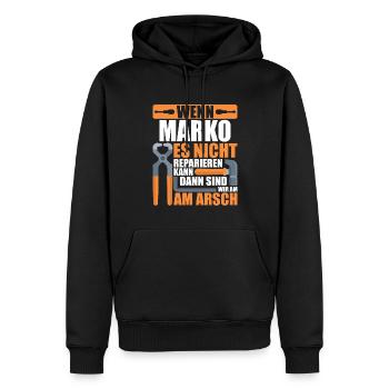 Vorname Marko Name Geburtstag Geschenk - Männer Premium Bio Hoodie - Schwarz - Vorne - Nico (187cm)