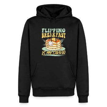 Flipping Breakfast est ma machine à crêpes cardio - Sweat à capuche Premium bio Homme - noir - Devant - Nico (187cm)