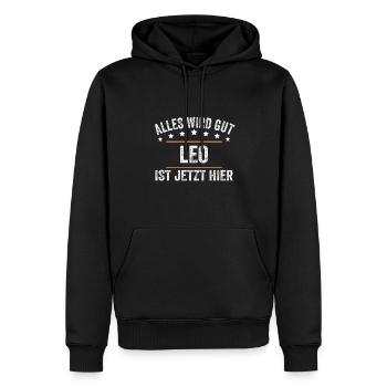 Leo Vorname Name Geburtstag - Männer Premium Bio Hoodie - Schwarz - Vorne - Nico (187cm)