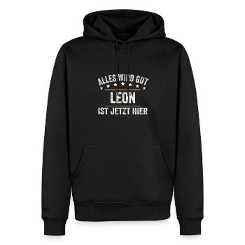 Leon Vorname Name Geburtstag - Männer Premium Bio Hoodie - Schwarz - Vorne - Nico (187cm)