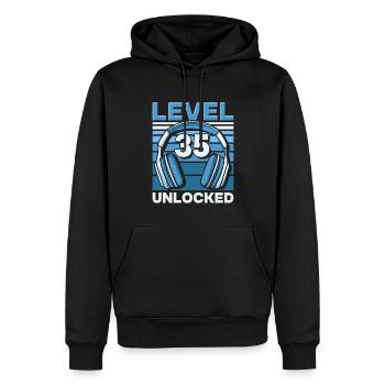 Level 35 Unlocked Gaming Birthday Gamer - Men’s Premium Organic Hoodie - black - Front - Nico (187cm)