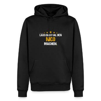 Lass das mal den Nico machen Name - Männer Premium Bio Hoodie - Schwarz - Vorne - Nico (187cm)