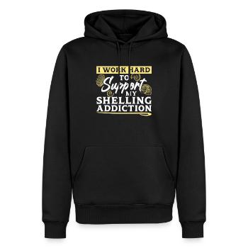 I work hard to end my addiction to shells - Men’s Premium Organic Hoodie - black - Front - Nico (187cm)