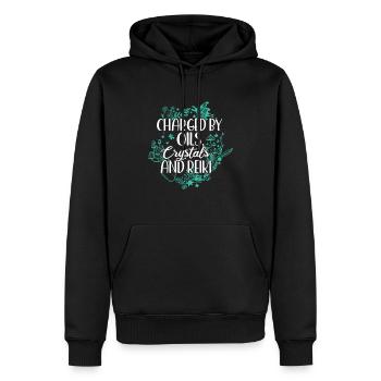 Aufgeladen Durch Öle, Kristalle Und Reiki - Männer Premium Bio Hoodie - Schwarz - Vorne - Nico (187cm)
