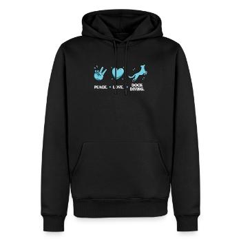 Frieden - Liebe - Dock-tauchen - Männer Premium Bio Hoodie - Schwarz - Vorne - Nico (187cm)