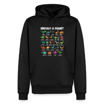 Mon alphabet de dinosaure enfants espèces Dino A-Z - Sweat à capuche Premium bio Homme - noir - Devant - Nico (187cm)