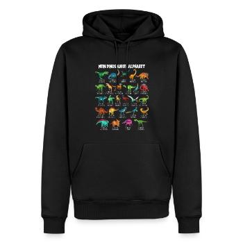 Mein Dinosaurier Alphabet Kinder Arten Dino A-Z - Männer Premium Bio Hoodie - Schwarz - Vorne - Nico (187cm)