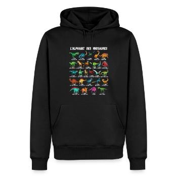 Mein Dinosaurier Alphabet Kinder Arten Dino A-Z - Männer Premium Bio Hoodie - Schwarz - Vorne - Nico (187cm)