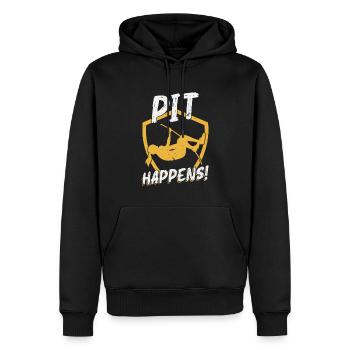Pit Happens - Polsprung - Männer Premium Bio Hoodie - Schwarz - Vorne - Nico (187cm)