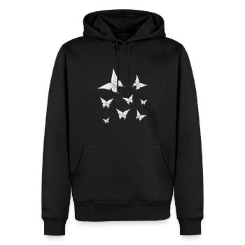 Origami Japanese Art Folding Crane Paper - Men’s Premium Organic Hoodie - black - Front - Nico (187cm)