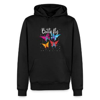 Origami Japanese Art Folding Crane Paper - Men’s Premium Organic Hoodie - black - Front - Nico (187cm)