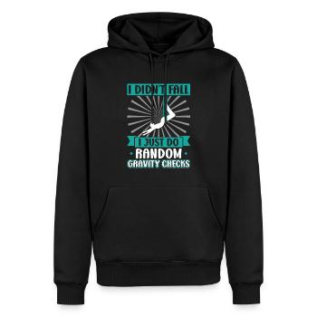 I Do Random Gravity Checks - Aerialist - Männer Premium Bio Hoodie - Schwarz - Vorne - Nico (187cm)