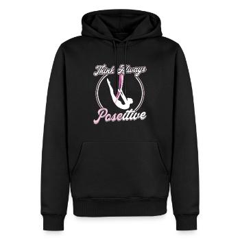 Think Always POSEitive - Aerialist - Men’s Premium Organic Hoodie - black - Front - Nico (187cm)