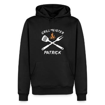 Grillmeister Patrick - Männer Premium Bio Hoodie - Schwarz - Vorne - Nico (187cm)