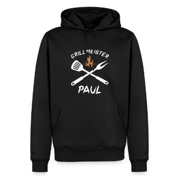 Grillmeister Paul - Männer Premium Bio Hoodie - Schwarz - Vorne - Nico (187cm)